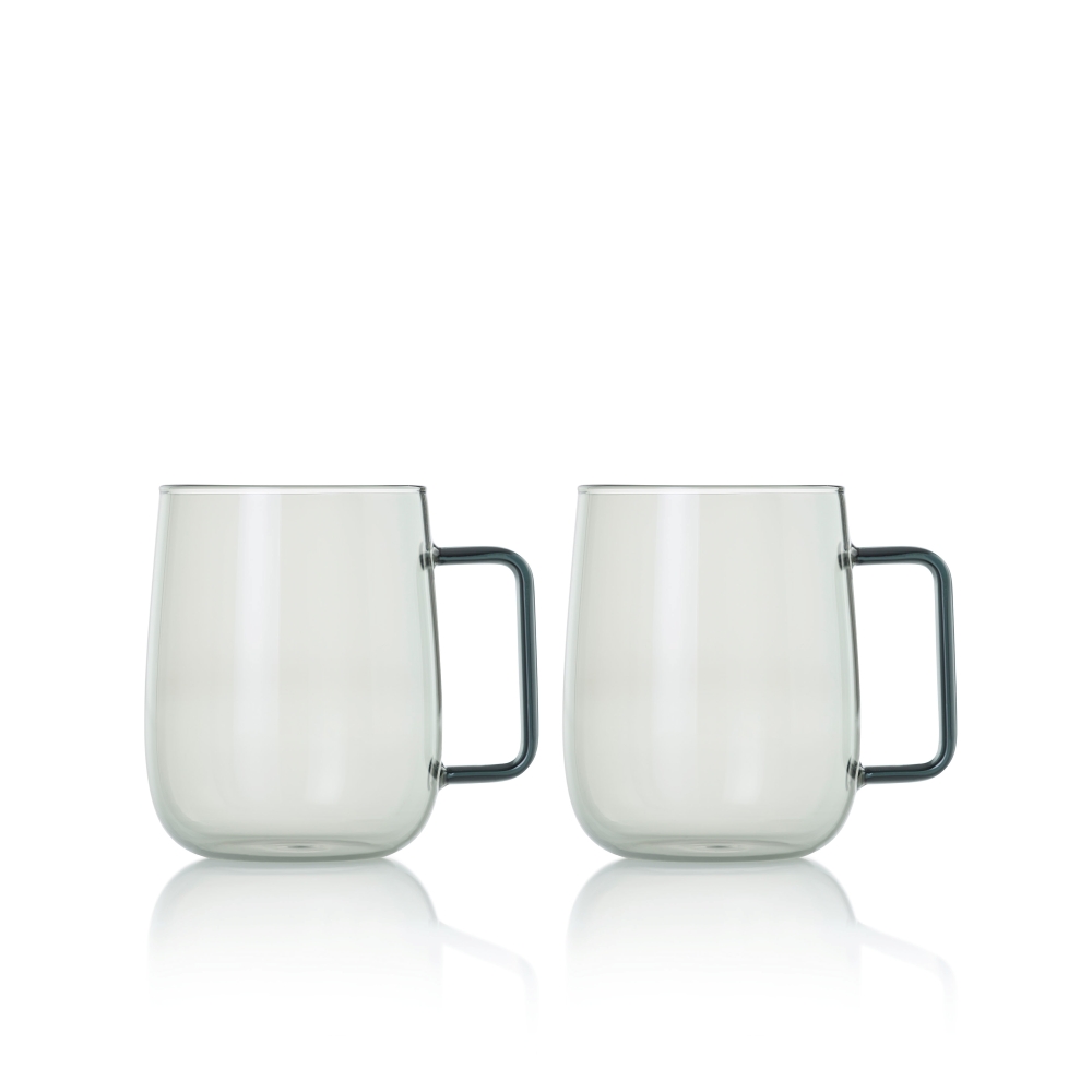 AdHoc Yuna TK64 Tassen-Set 2-teilig 560 ml Borosilikatglas Grau