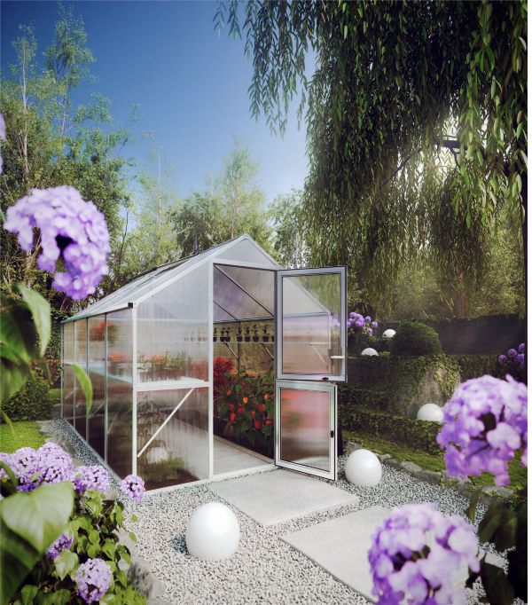 KGT Gewächshaus ROSE IV Alu BLANK - 233 x 429 cm - 10mm Vergl.