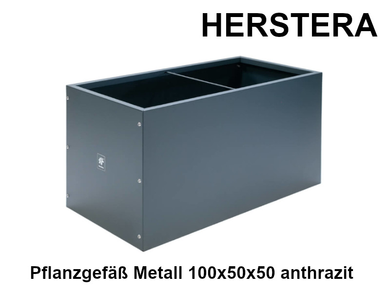 HERSTERA Pflanzgefäß Metall 100x50x50 anthrazit