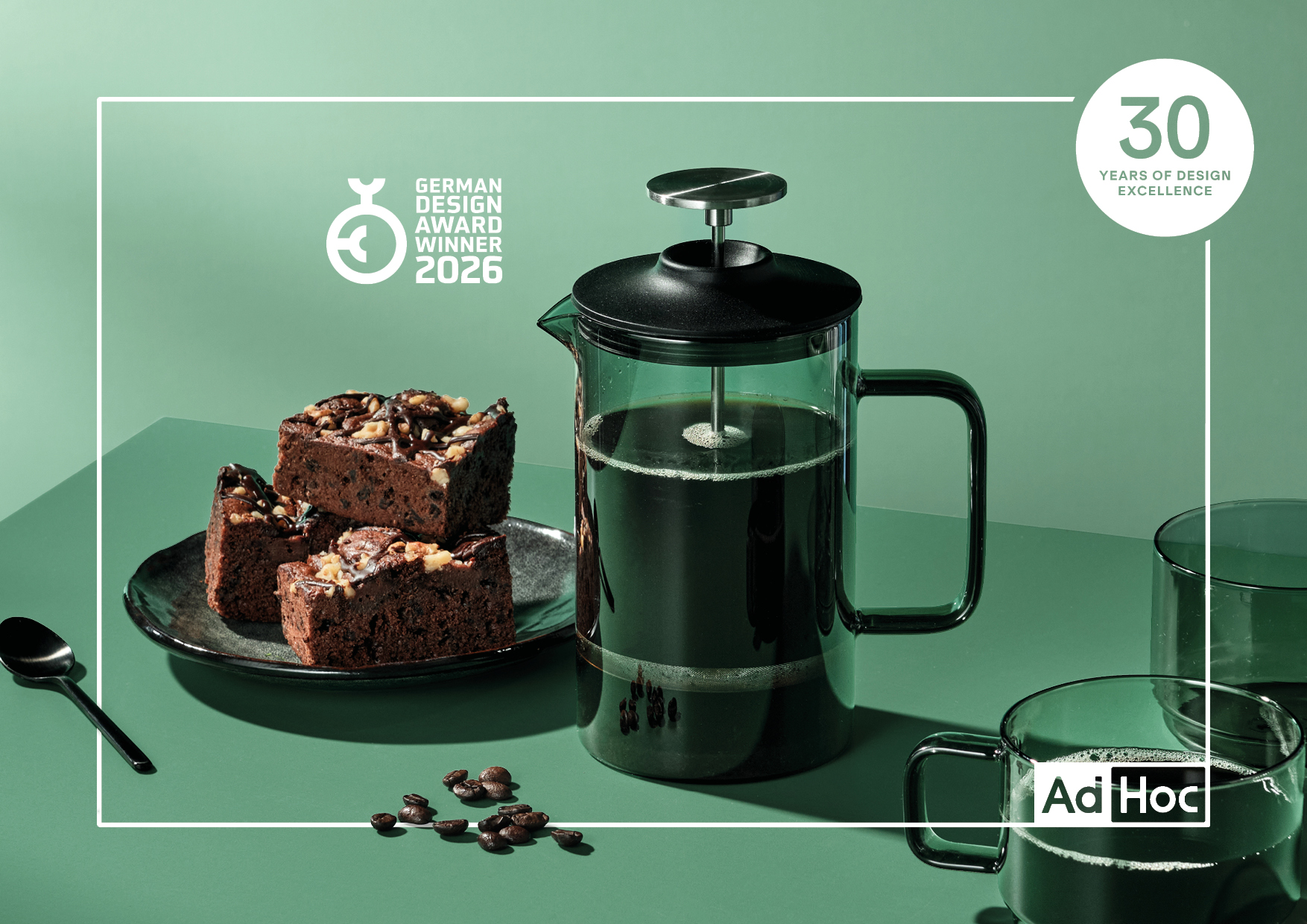 AdHoc Impact MC80 French Press Kaffeebereiter 600 ml Borosilikatglas Edelstahl