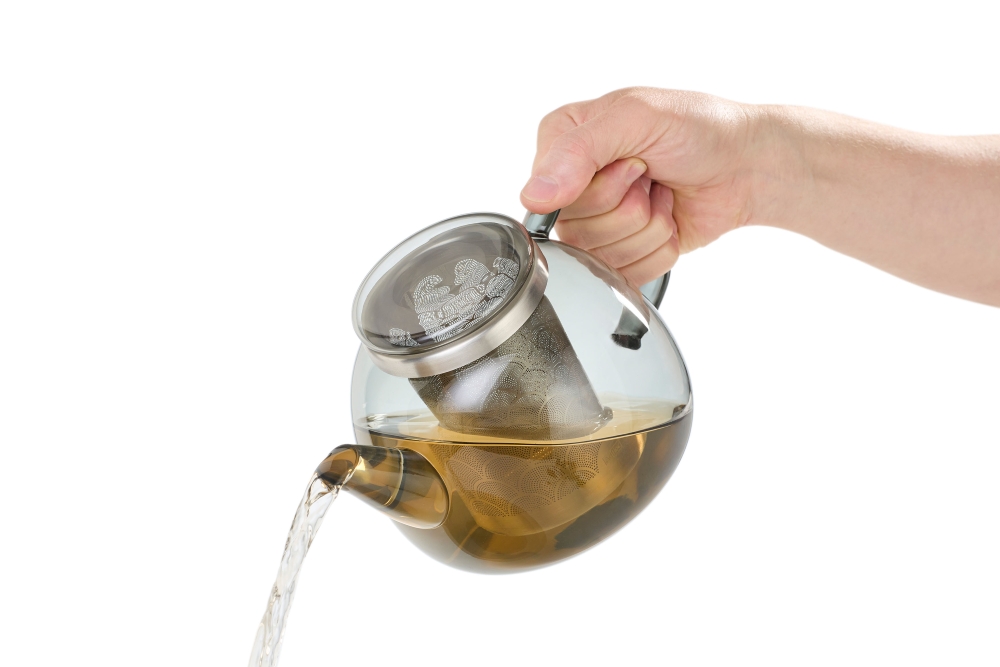 AdHoc Yuna TK61 Teekanne mit Feinfilter 1,2 l Borosilikatglas Edelstahl