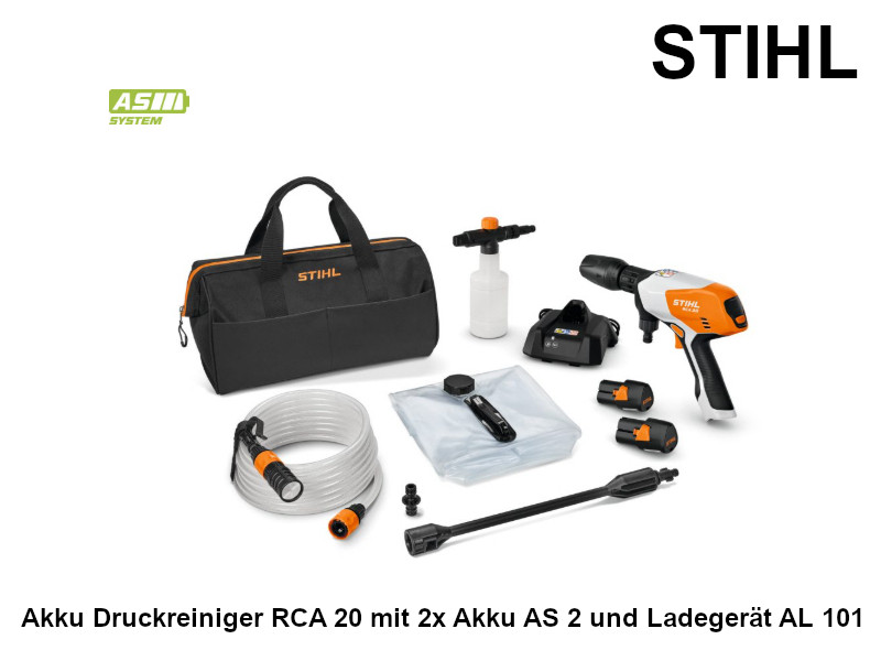 STIHL Akku Druckreiniger RCA 20 mit 2x Akku AS 2 und Ladegerät AL1