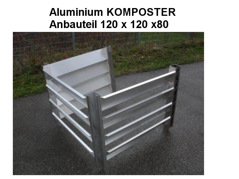 KOMPOSTER Anbauteil 120 x 120 x 80 aus witterungsbeständigem Aluminium, Metall