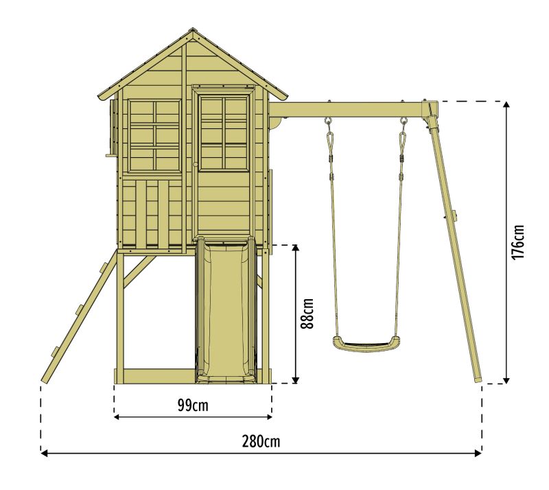 Zwerkules Kinder Spielhaus Holz, Valli mit Rutsche & Schaukel