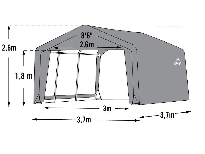 SHELTERLOGIC Gerätehaus Folienhaus in-a-BOX 13,7m² 370x370cm GRAU