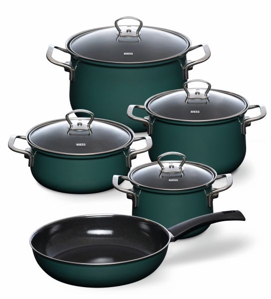 RIESS Email Kochtöpfe, Topfset 5-tlg TEAL 0558-007