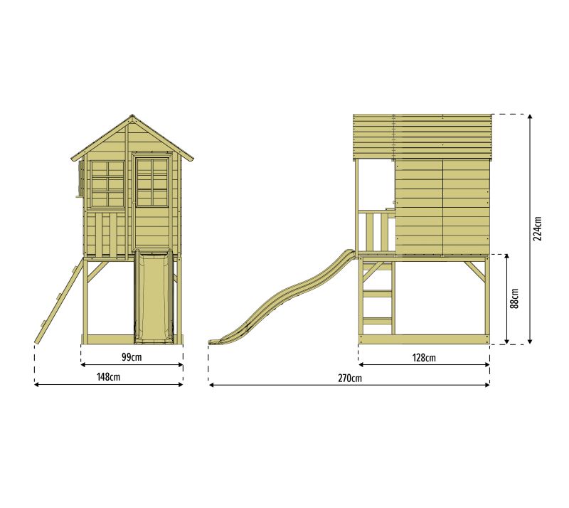 Zwerkules Kinder Spielhaus Holz, Lolla mit Rutsche