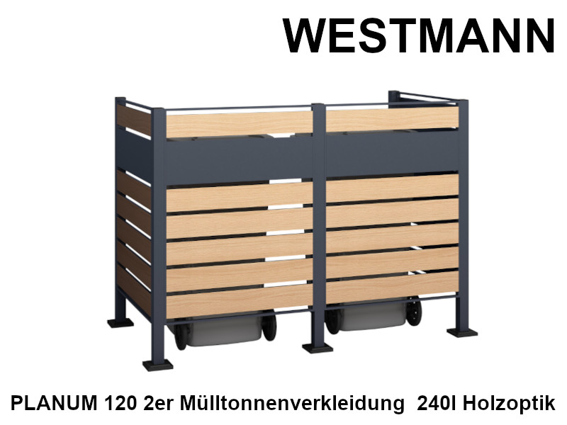 WESTMANN PLANUM 120 2er Mülltonnenverkleidung 240l Holzoptik