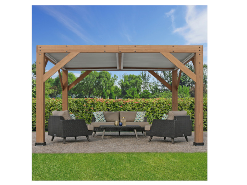WESTMANN Outdoor Pavillon KARL mit Lamellendach 396 x 335 x 251 cm natur