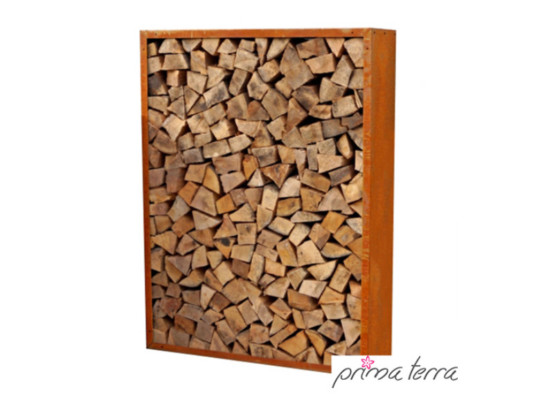 PRIMA TERRA Kaminholzregal-Bausatz "INFINITA" Metall Edelrost 158x158cm 35cm Tiefe