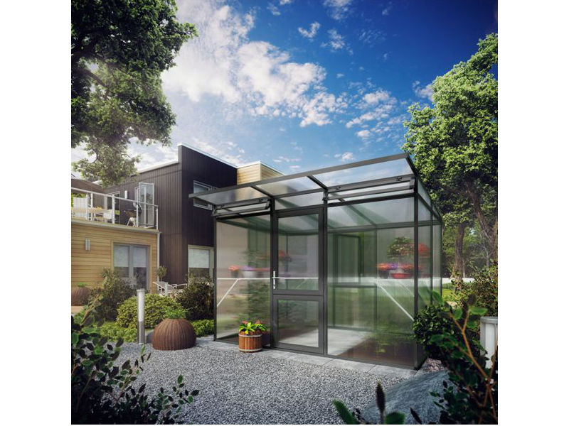 KGT Gewächshaus LINEA II Alu GRAU - 297 x 204 cm - 10mm Vergl.