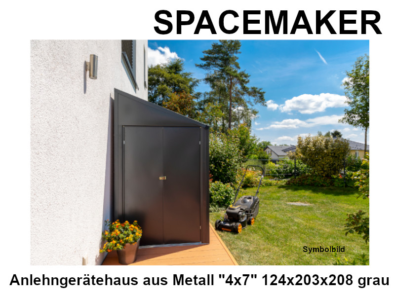 SPACEMAKER Anlehngerätehaus aus Metall "4x7" 124x203x208 grau
