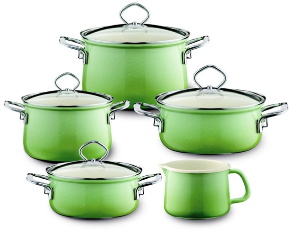RIESS Nouvelle Emaille Familien-Topfset 5-teilig SMARAGD 0584-036