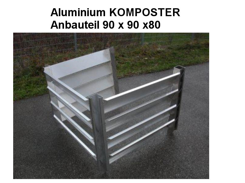 KOMPOSTER Anbauteil 90 x 90 x 80 aus witterungsbeständigem Aluminium, Metall
