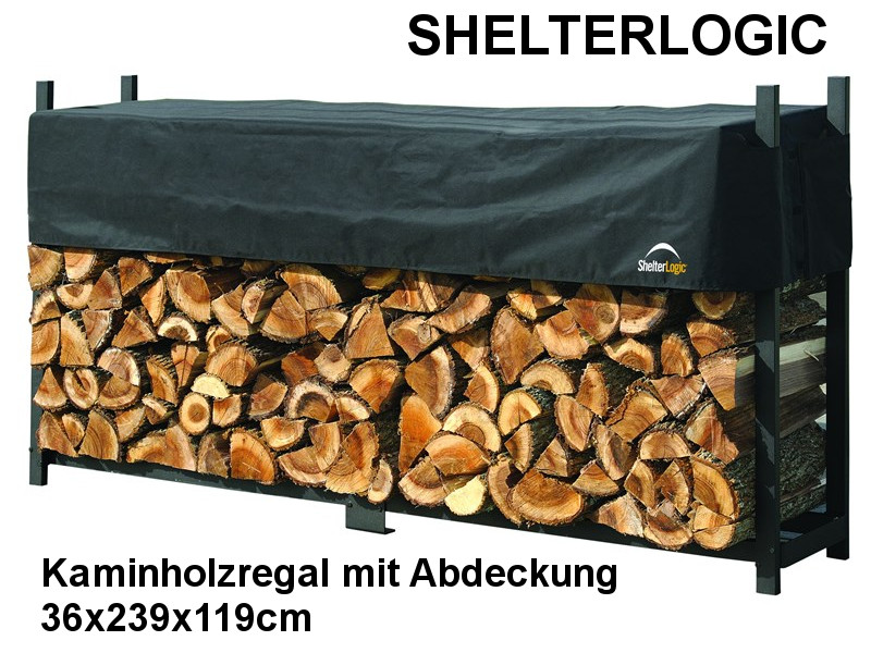 SHELTERLOGIC Kaminholzregal mit Abdeckung 36x239x119cm