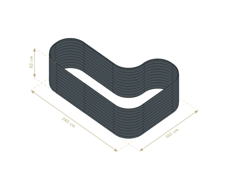 WESTMANN Hochbeet Metall L-Form 240x160x82 cm anthrazit