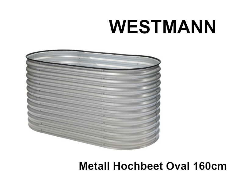 WESTMANN Hochbeet Metall Oval 160x80x82 cm silber