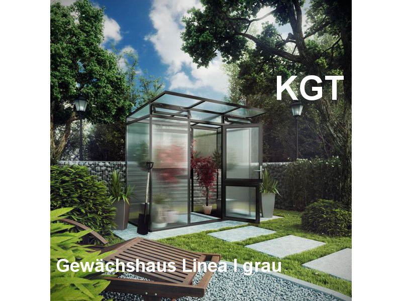 KGT Gewächshaus LINEA I Alu GRAU - 297 x 110 cm - 10mm Vergl.