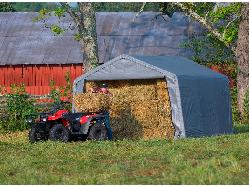 SHELTERLOGIC Gerätehaus Folienhaus in-a-BOX 13,7m² 370x370cm GRAU