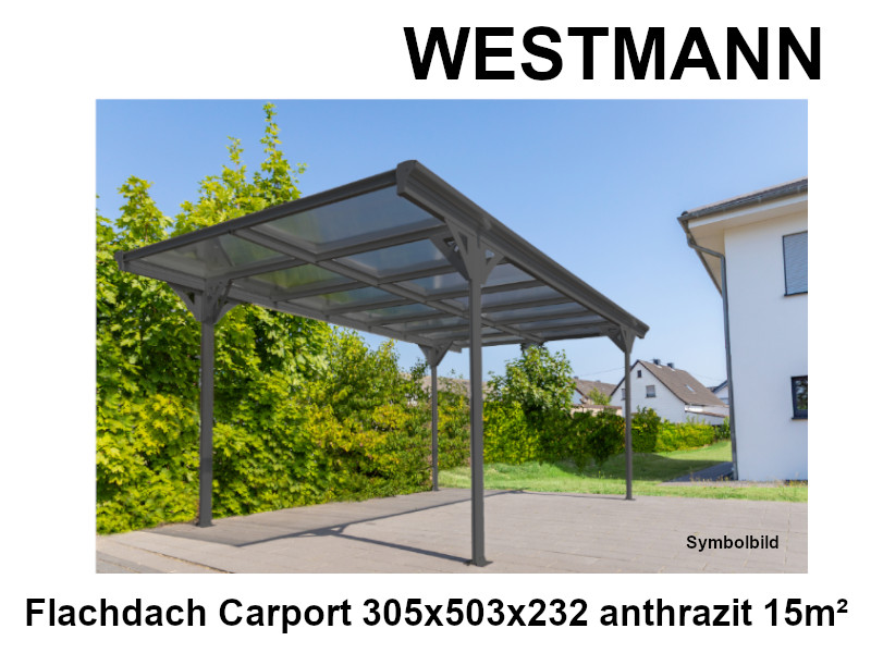 WESTMANN Flachdach Carport 305x503x232 anthrazit 15m²