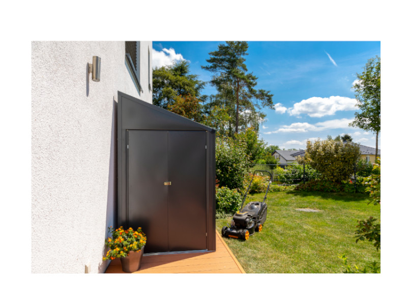 SPACEMAKER Anlehngerätehaus aus Metall "4x7" 124x203x208 grau