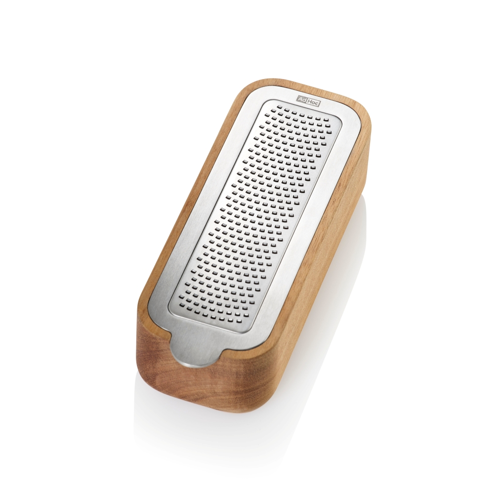 AdHoc CutnServe GG31 Tisch-Feinreibe mit Auffangbehälter 18 cm Akazienholz Edelstahl