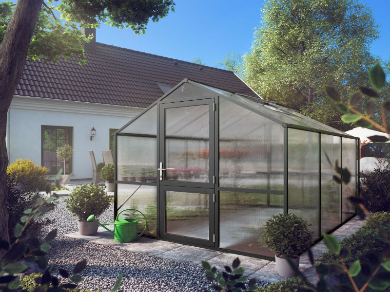 KGT Gewächshaus ROSE III Alu GRAU - 233 x 323 cm - 10mm Vergl.