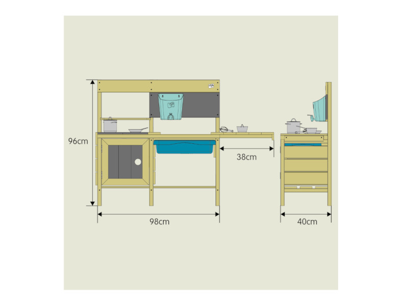TP TOYS Holz Kinderspielküche DELUXE mit Zubehör