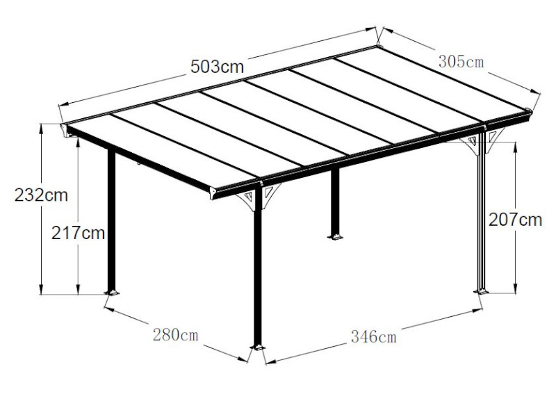 WESTMANN Flachdach Carport 305x503x232 weiss 15m²
