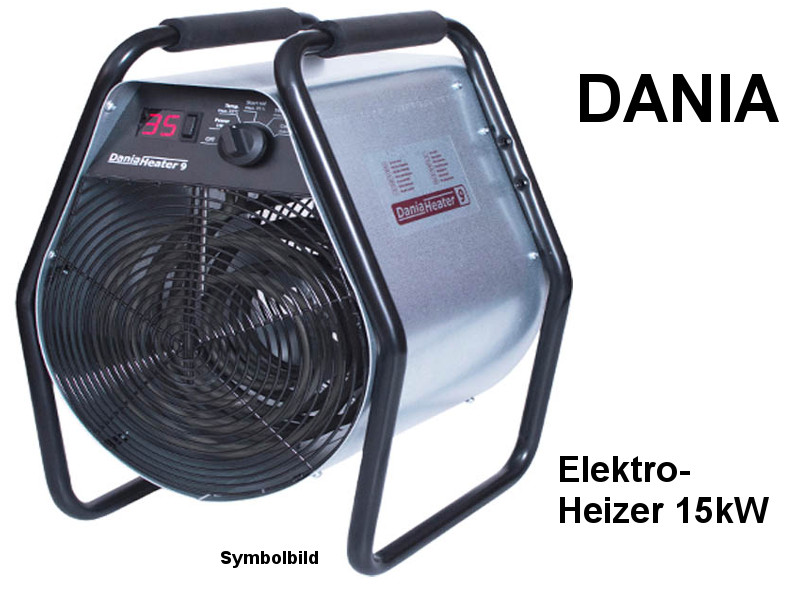 DANIA Elektroheizer 15 kW, 400V mit Timer und Nachlauffunktion