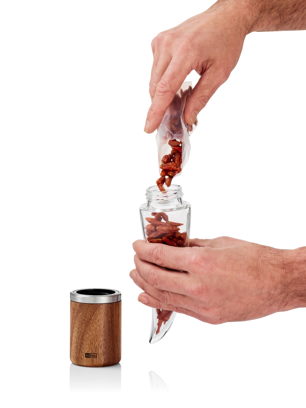 AdHoc Peperone MP233 Chilischneider mit SchneidWerk® 22 cm Glas Akazienholz Edelstahl