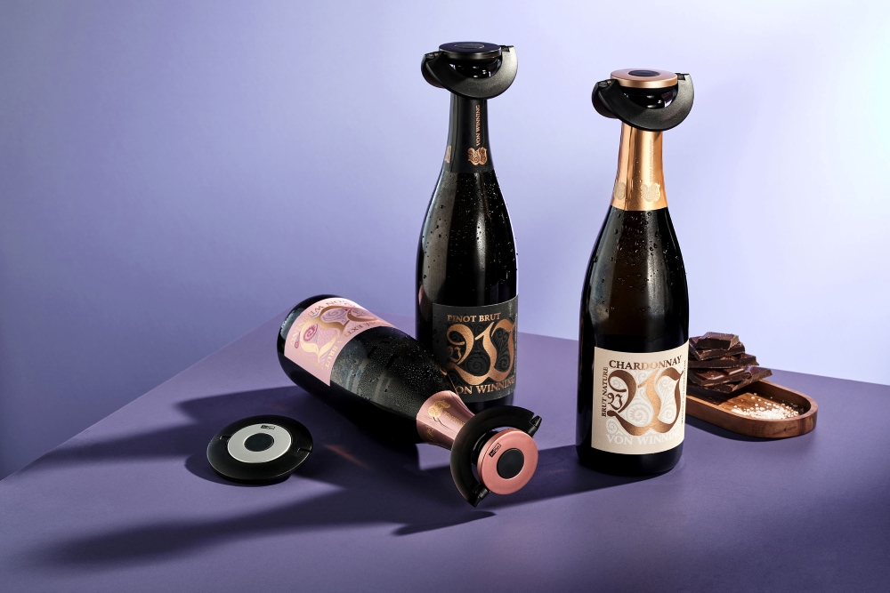 AdHoc Gusto FV53 Sekt- und Champagnerverschluss Schwarz-Silber