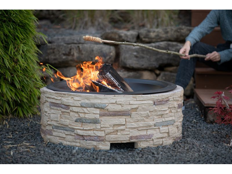 WESTMANN Feuerstelle mit Abfanggitter Steinoptik