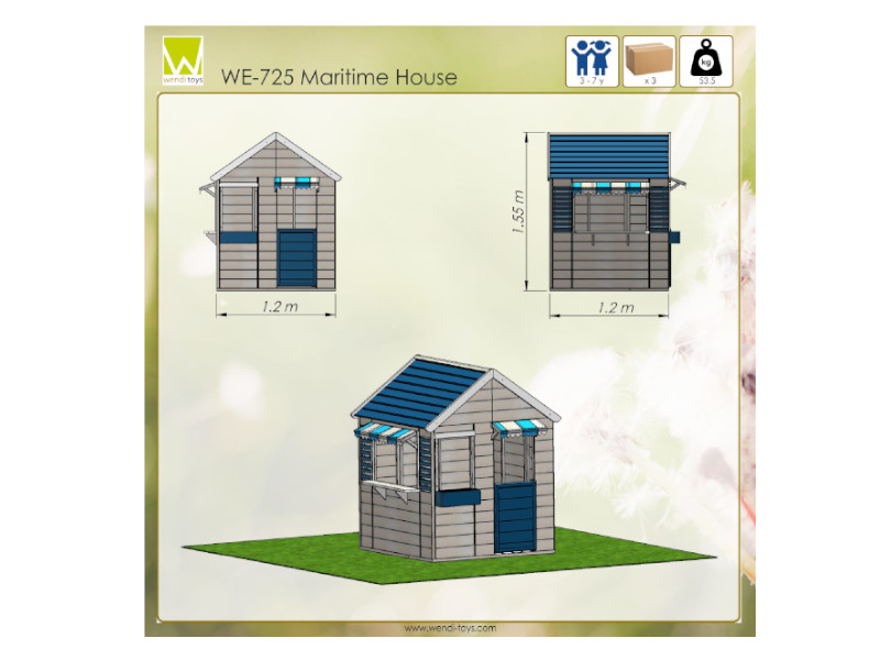 WENDI TOYS Spielhaus DELFIN 120x120x155