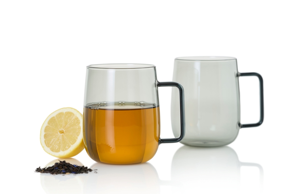 AdHoc Yuna TK64 Tassen-Set 2-teilig 560 ml Borosilikatglas Grau