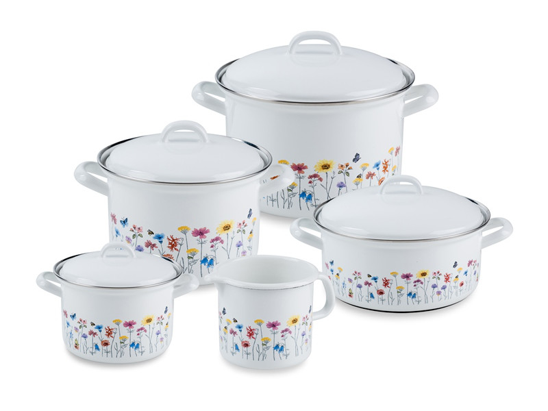 RIESS Emaille Topfset 5-teilig FLORA 0558-070
