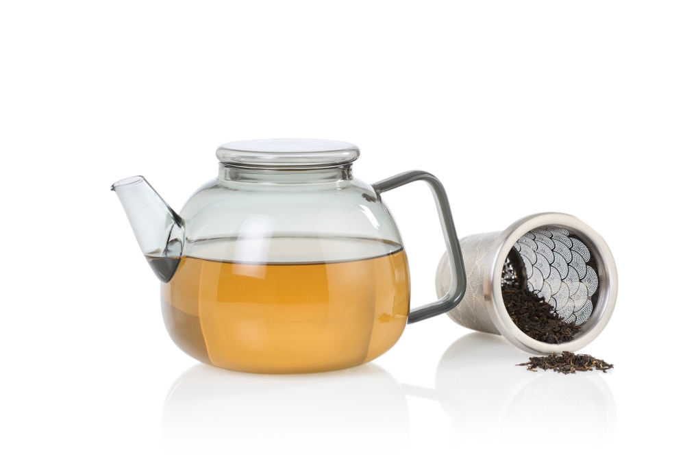AdHoc Yuna TK61 Teekanne mit Feinfilter 1,2 l Borosilikatglas Edelstahl