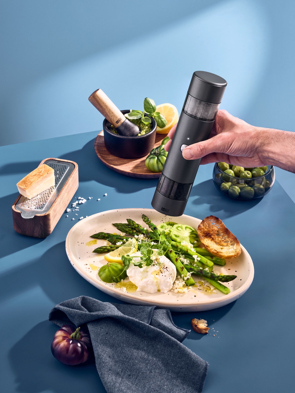 AdHoc i.Mill Duo EP143 Elektrische Pfeffer- & Salzmühle USB-C 23,5 cm Dunkelgrau