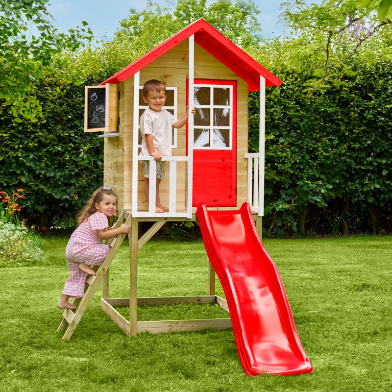 Zwerkules Kinder Spielhaus Holz, Lolla mit Rutsche