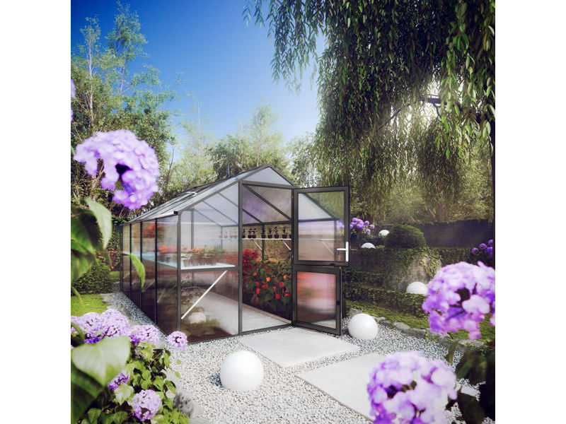 KGT Gewächshaus ROSE IV Alu GRAU - 233 x 429 cm - 10mm Vergl.