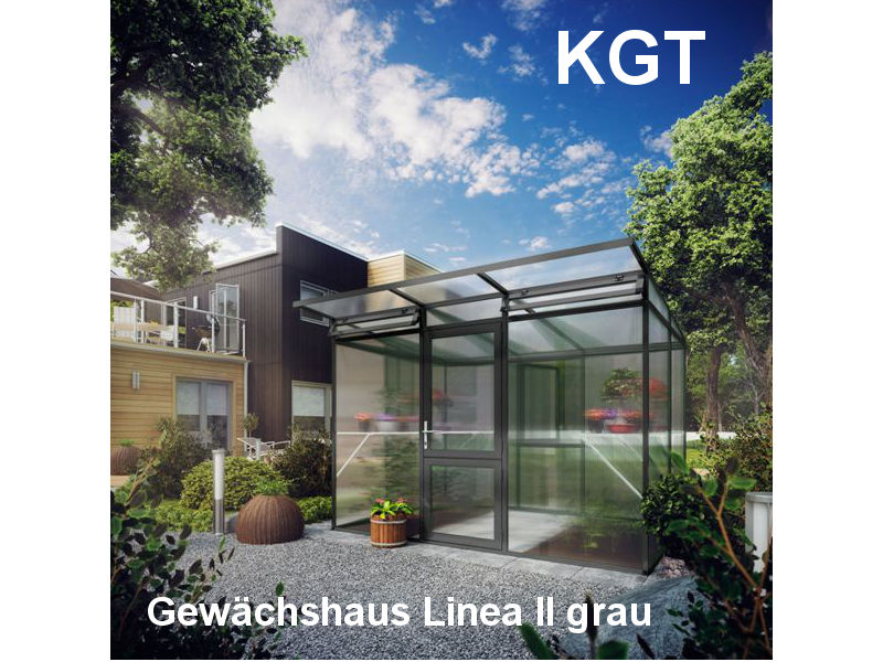 KGT Gewächshaus LINEA II Alu GRAU - 297 x 204 cm - 10mm Vergl.