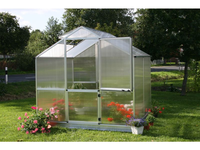 KGT Gewächshaus ROSE II  Alu GRAU - 233 x 217 cm - 10mm Vergl.