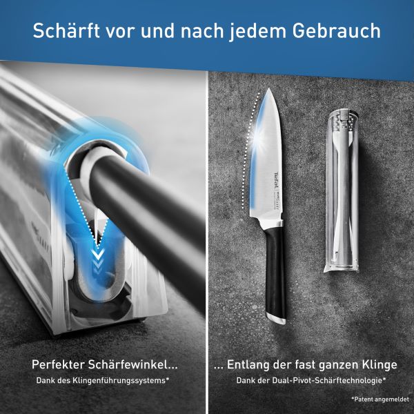 TEFAL Ever Sharp Kochmesser 16,5 cm, eingebauter Schärfer - K25690