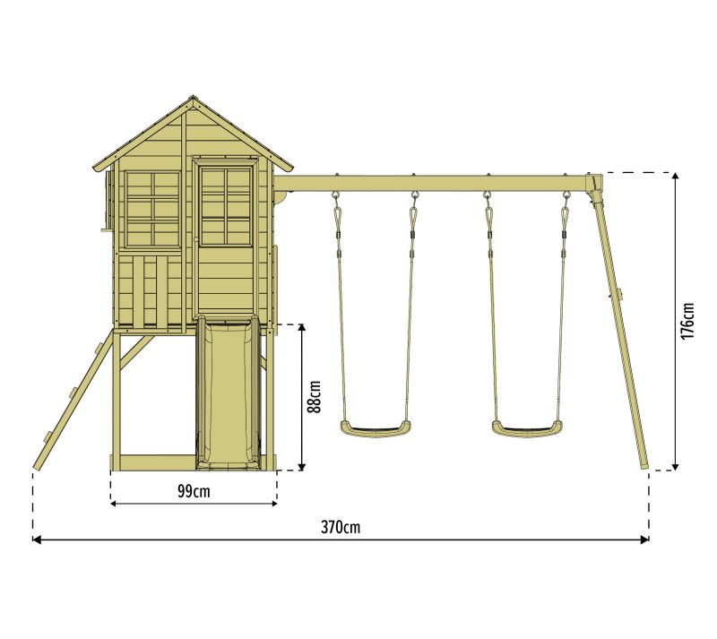 Zwerkules Kinder Spielhaus Holz, Valli mit Rutsche & Doppelschaukel