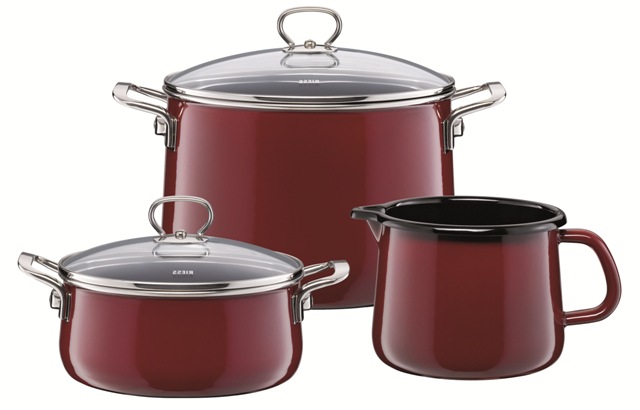 RIESS Email Kochtöpfe, Topfset 3-teilig ROSSO 0520-008