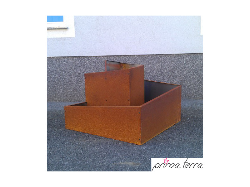 PRIMA TERRA  Kräuterschnecke-Bausatz eckig Metall Edelrost 78x78 H60cm