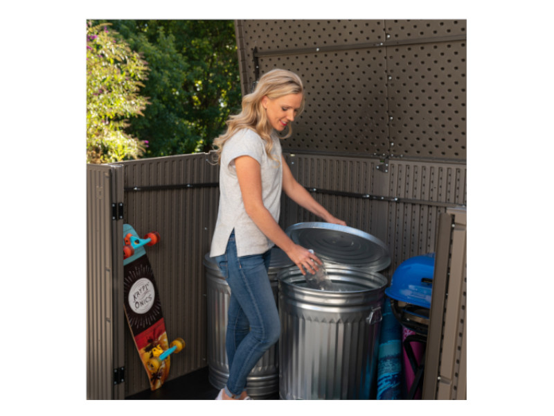 LIFETIME Gartenbox Mülltonnenbox Kunststoff 3x240l grau/braun