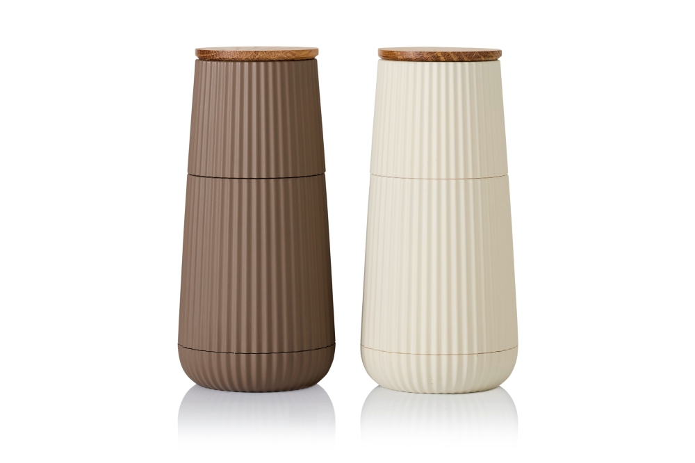 AdHoc Scape MP159 Pfeffer- & Salzmühlen-Set 2-teilig 12,3 cm Dunkelbeige & Hellbeige