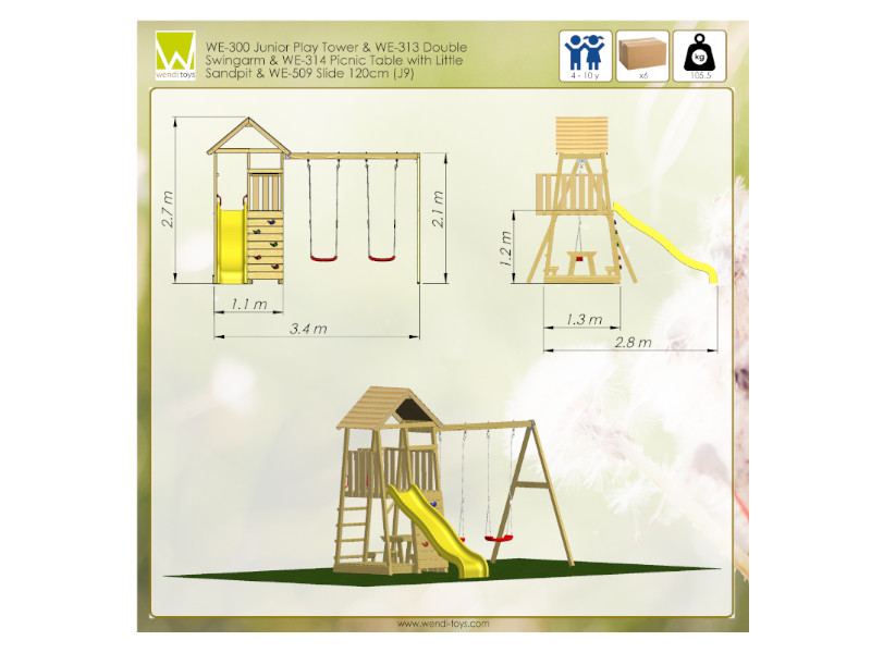 WENDI TOYS Spielturm GIRAFFE 340x280x270