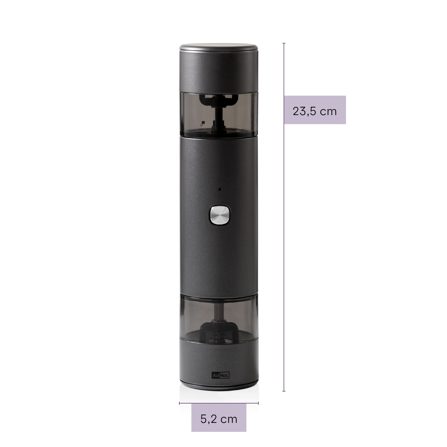 AdHoc i.Mill Duo EP143 Elektrische Pfeffer- & Salzmühle USB-C 23,5 cm Dunkelgrau